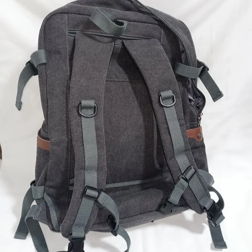 WITZMAN Canvas Travel Backpack for Men Large Laptop Upgraded/19 inch, Charcoal